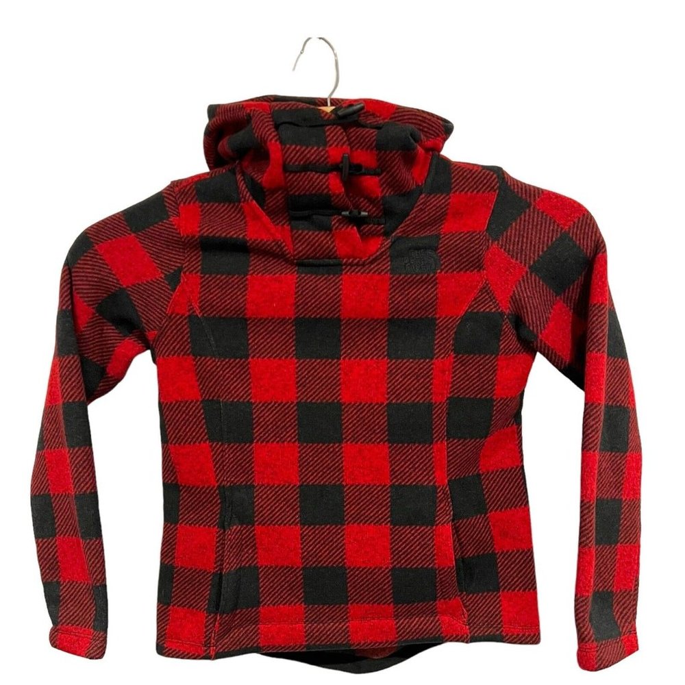 The North Face‎ Crescent Buffalo Plaid Fleece Toggle Hoodie Pullover Jacket S/P
